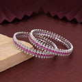 Light Purple Color Elegant Stone Studded American Diamond Bangle Size: 2.6 For Women - Light Purple / 2.6
