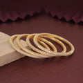 Gold Color Elegant Designer American Diamond Bangle Set Size: 2.10 For Wedding Functions - Gold / 2.10
