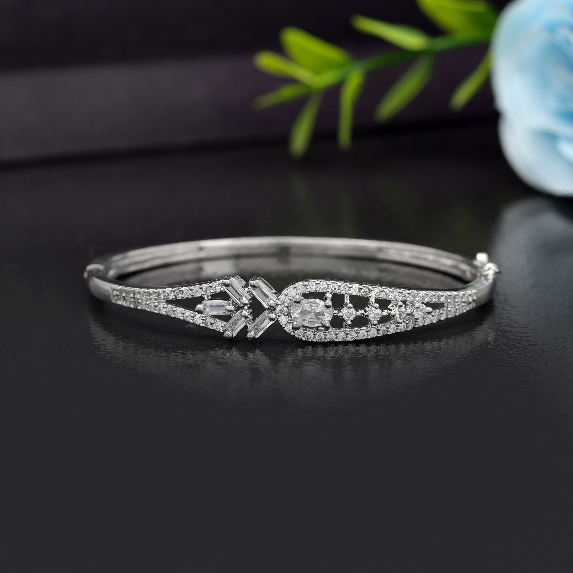Silver Color American Diamond Bracelet Elegant Stylish Daily Wear Jewelry Collection - Silver