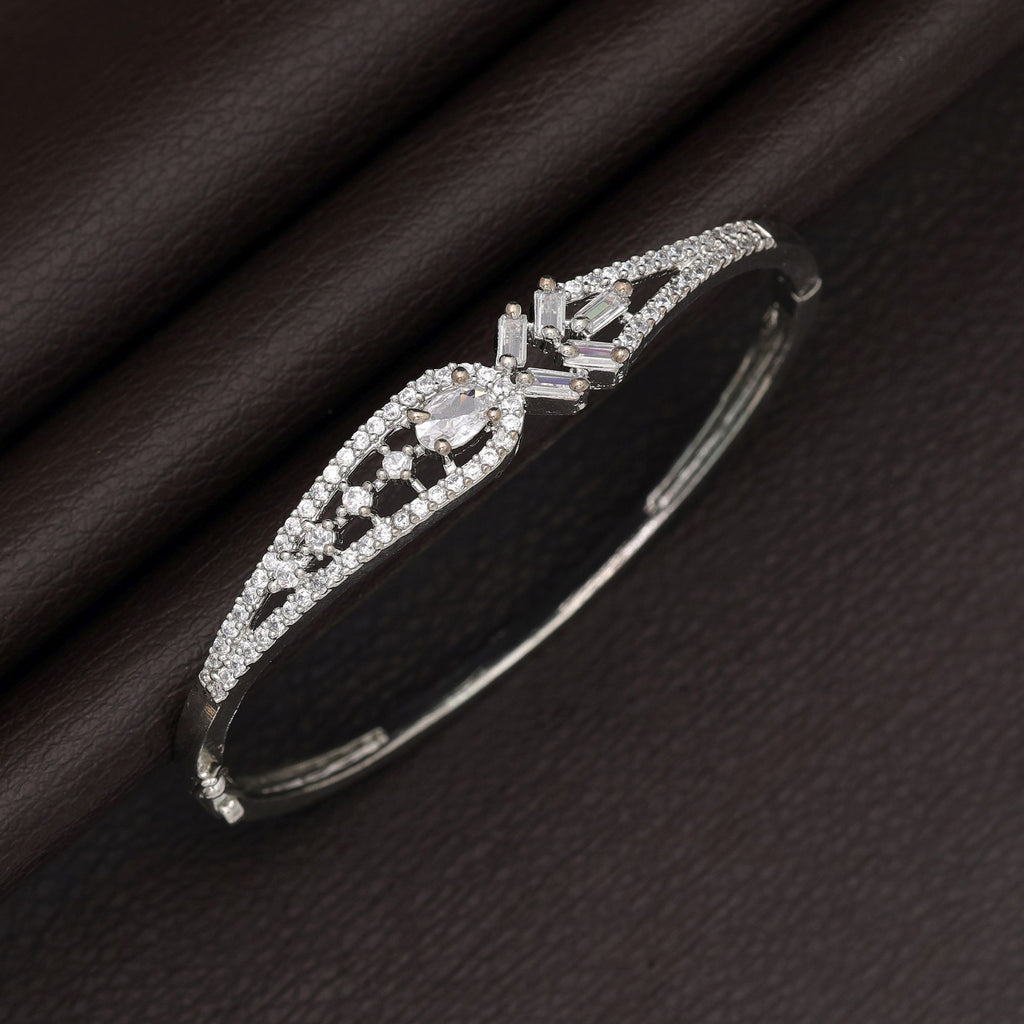 Silver Color American Diamond Bracelet Elegant Stylish Daily Wear Jewelry Collection - Silver