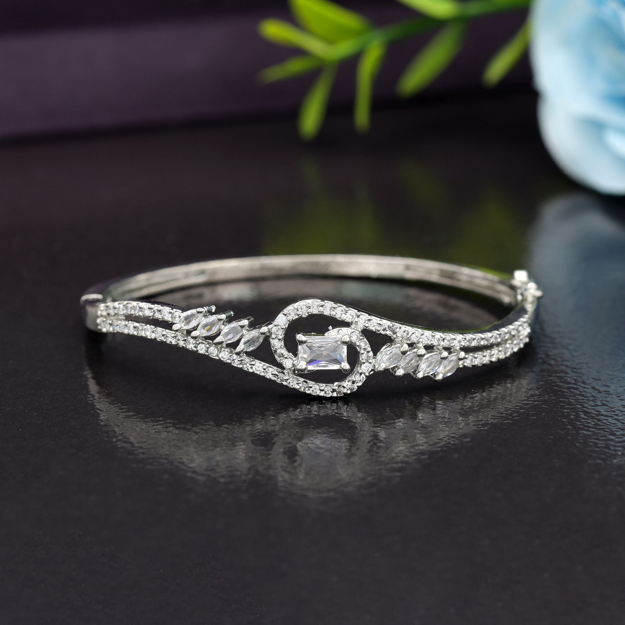 Silver Color American Diamond Bracelet Classic Minimal Modern Jewelry Collection Design - Silver