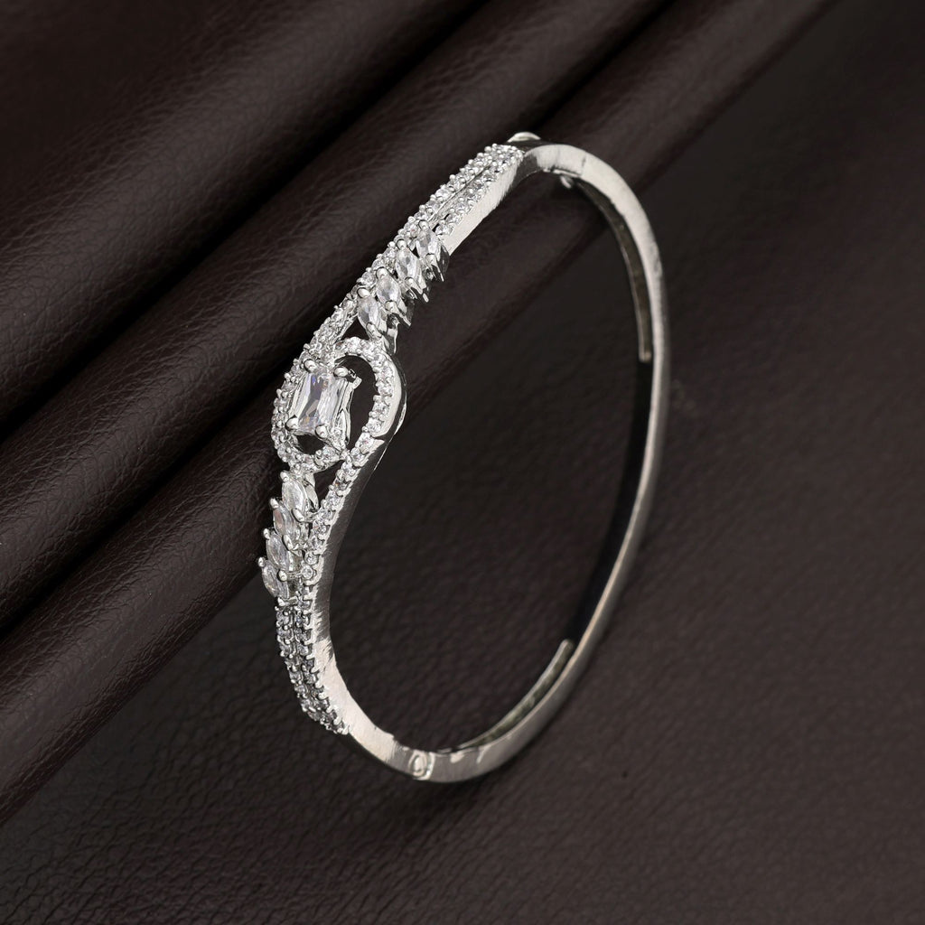 Silver Color American Diamond Bracelet Classic Minimal Modern Jewelry Collection Design - Silver