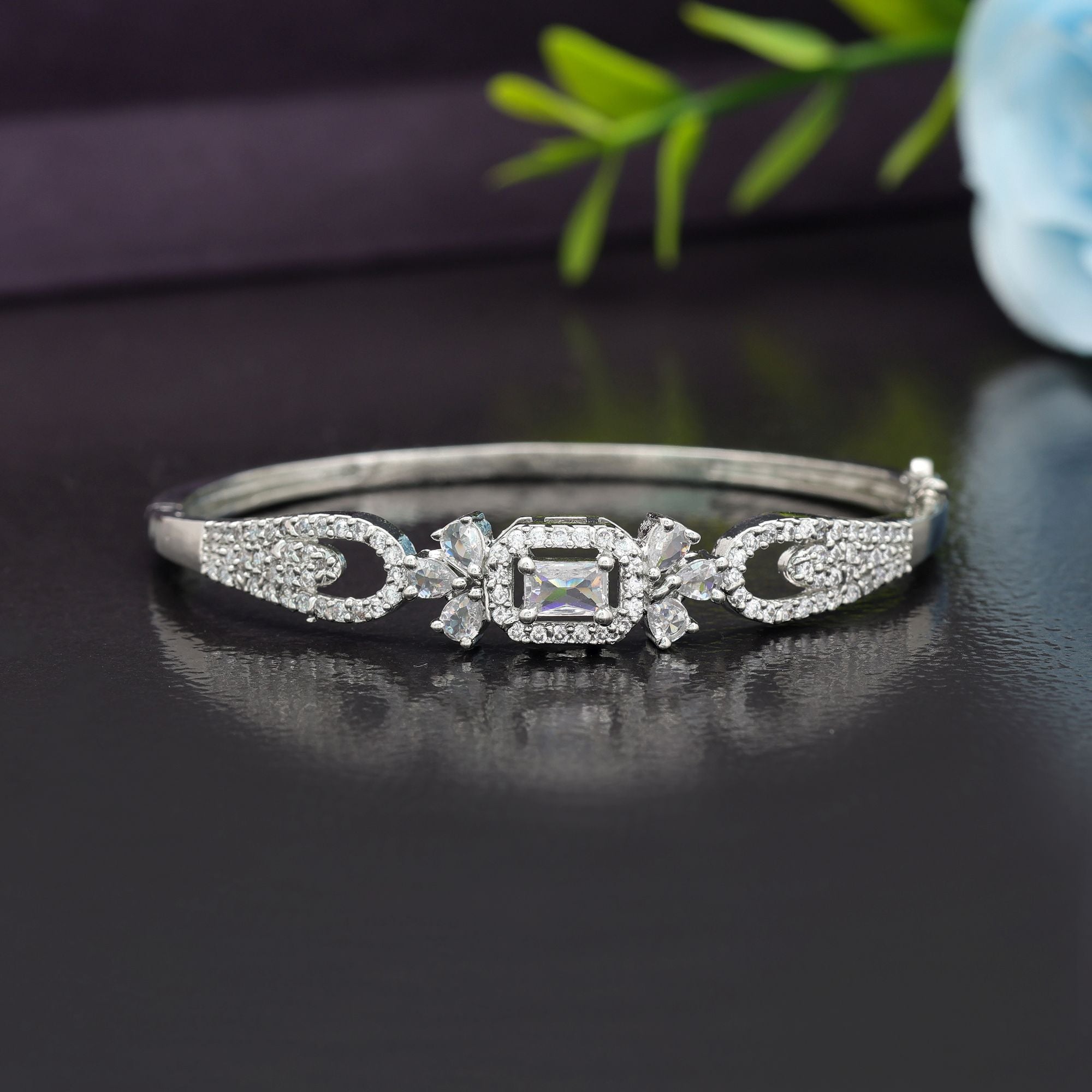 Silver Color American Diamond Bracelet Trendy Lightweight Daily Wear Jewelry Design - Silver