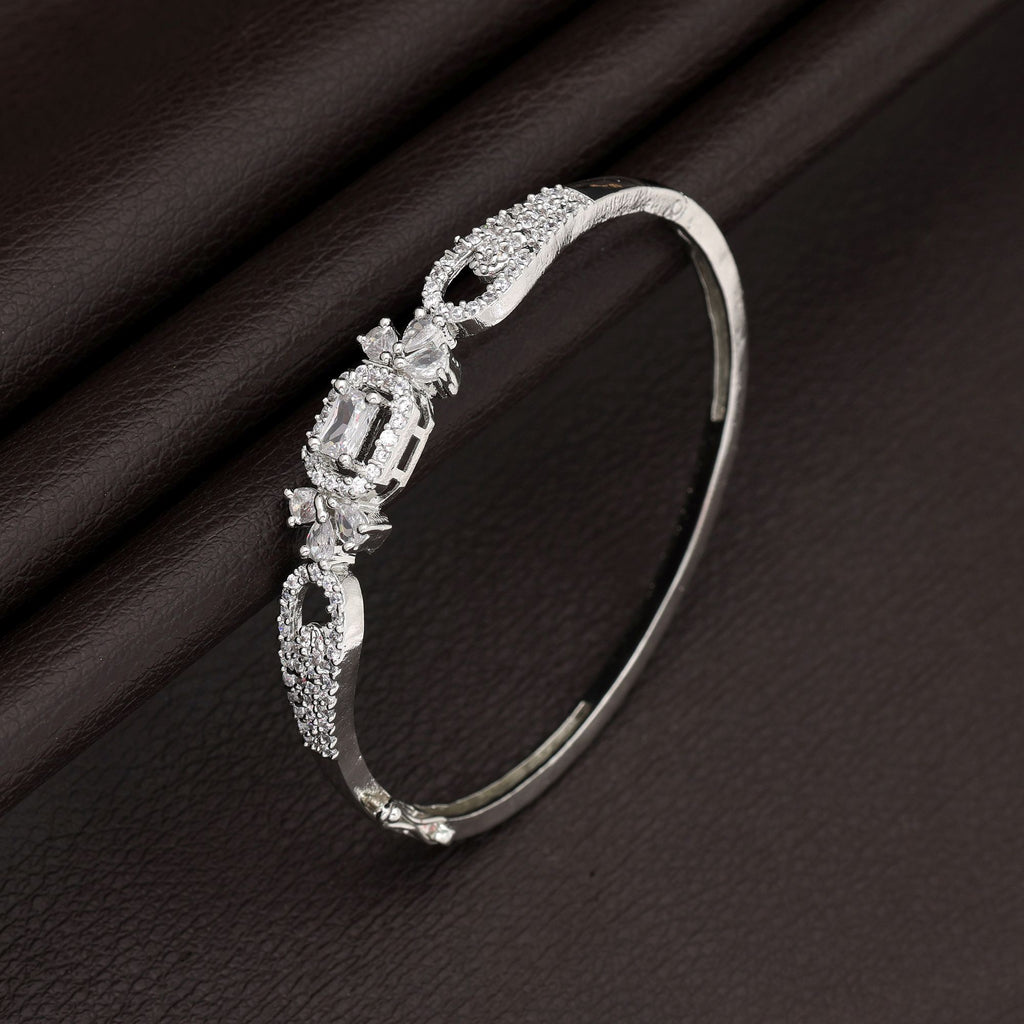 Silver Color American Diamond Bracelet Trendy Lightweight Daily Wear Jewelry Design - Silver