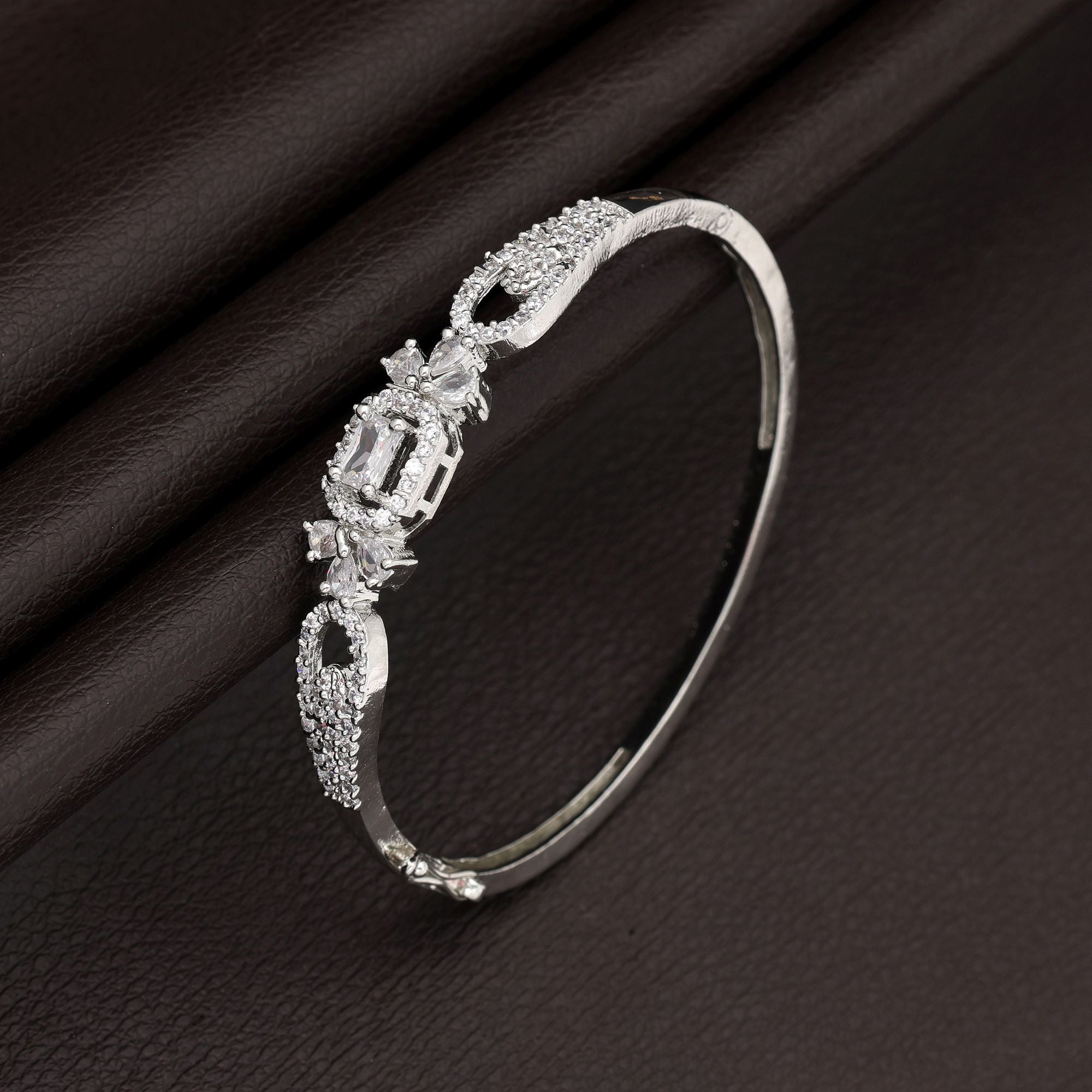 Silver Color American Diamond Bracelet Trendy Lightweight Daily Wear Jewelry Design - Silver