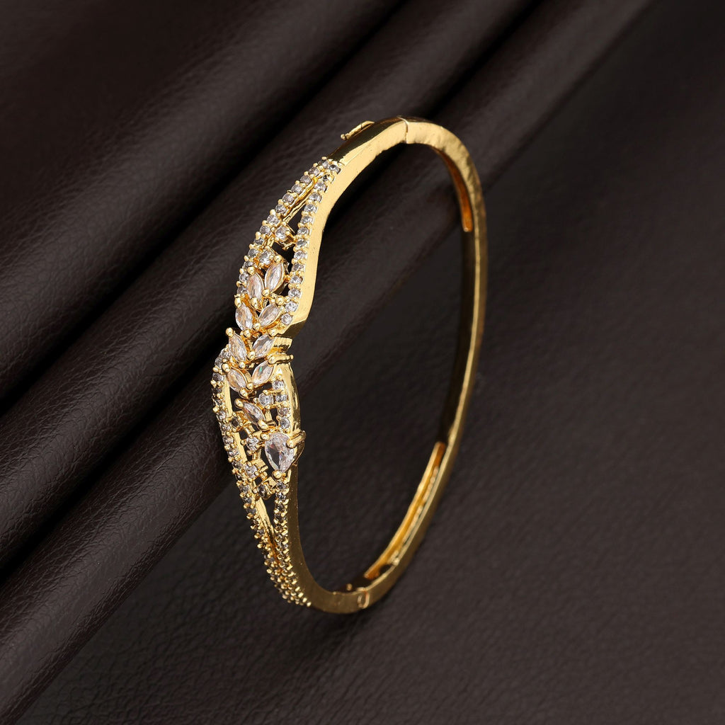 Gold Color American Diamond Bracelet Royal Wedding Statement Jewelry Collection Design - Gold