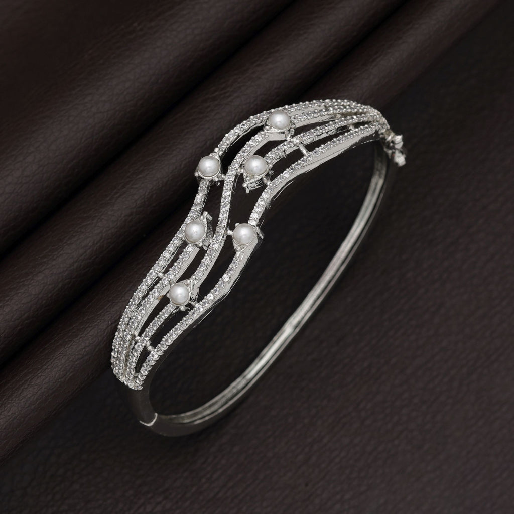 Silver Color American Diamond Bracelet Minimal Elegant Daily Wear Jewelry Collection - Silver