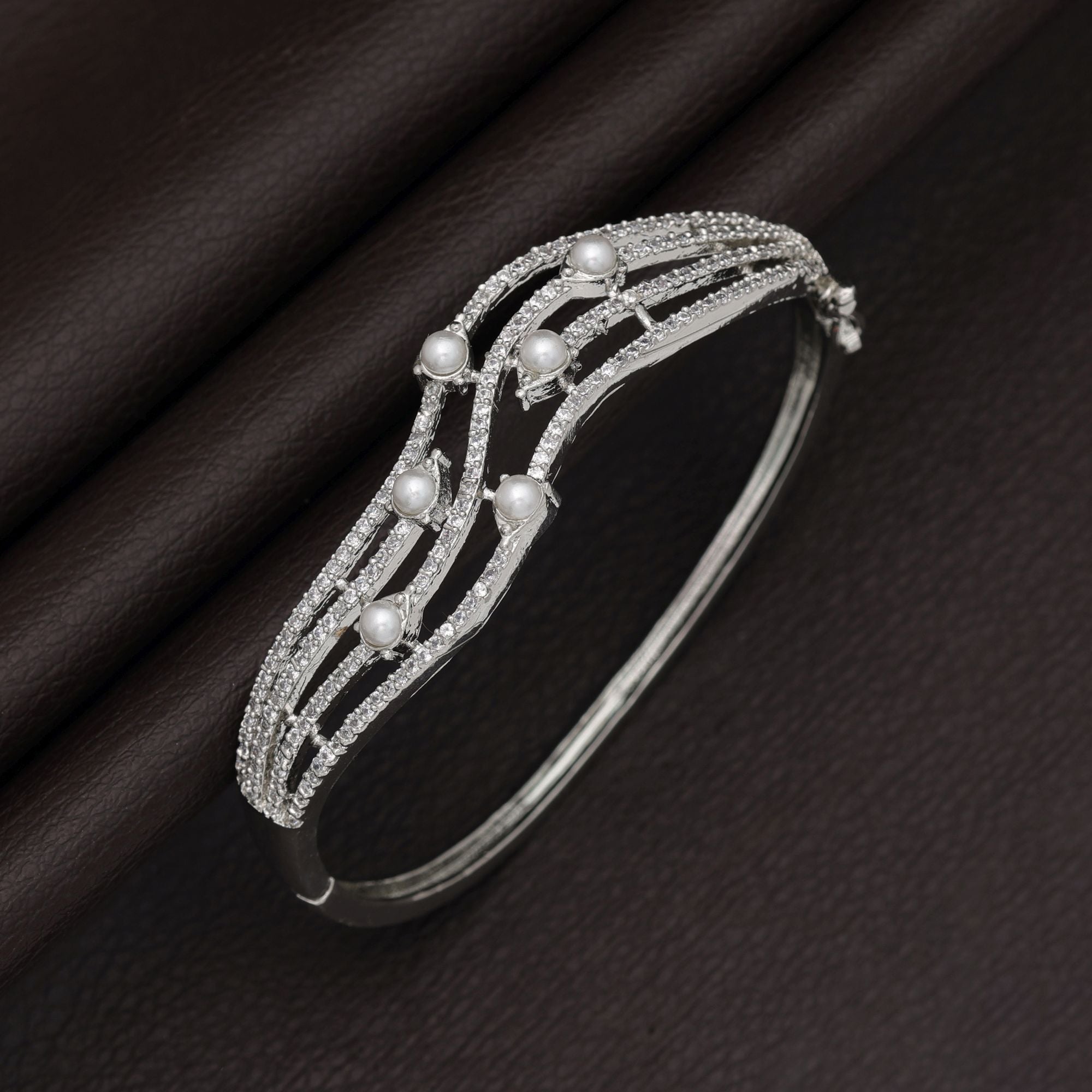 Silver Color American Diamond Bracelet Minimal Elegant Daily Wear Jewelry Collection - Silver