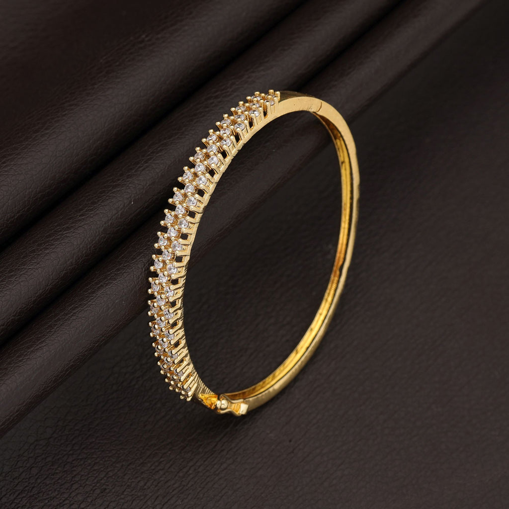Gold Color American Diamond Bracelet Elegant Festive Bridal Jewelry Collection Design - Gold