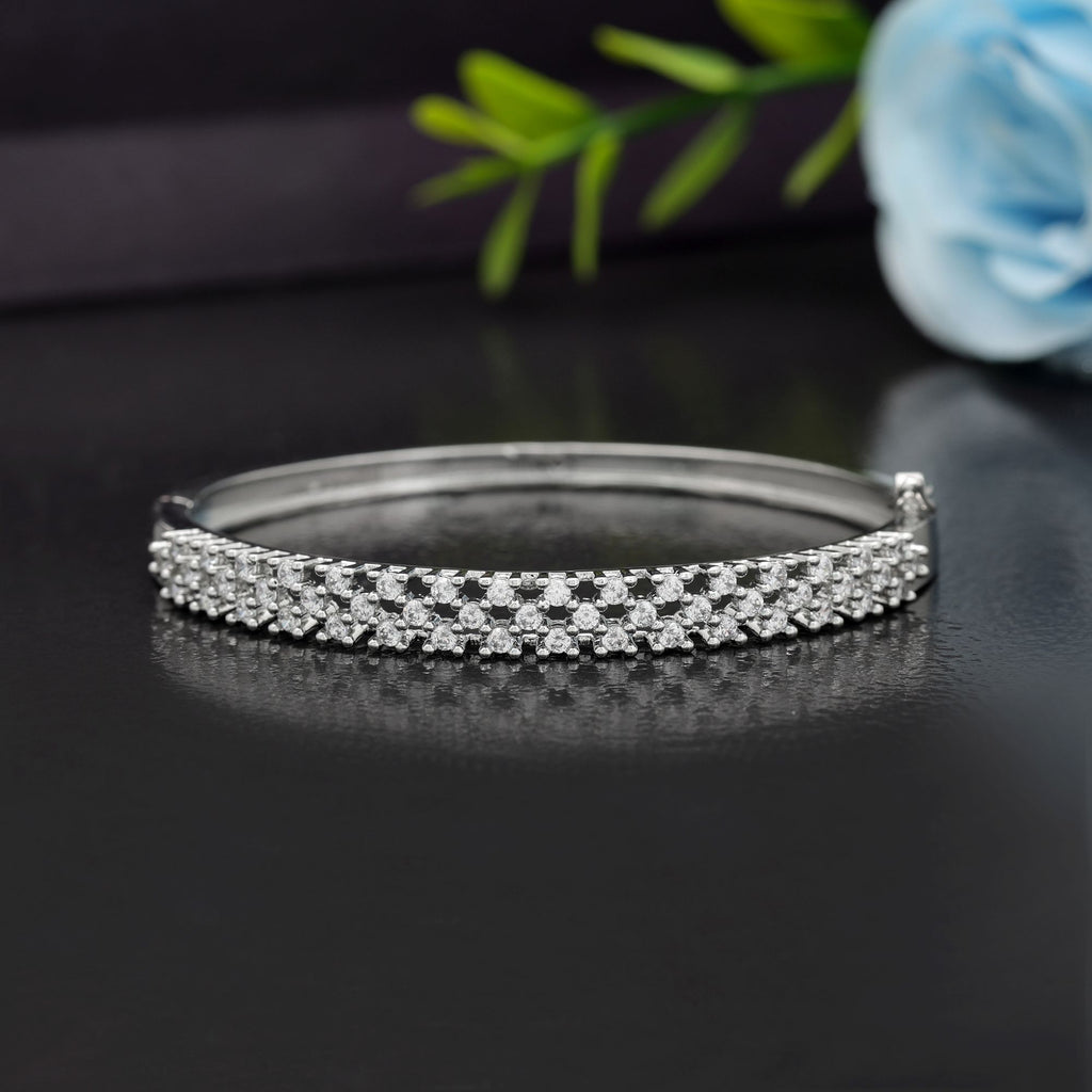 Silver Color American Diamond Bracelet Trendy Stylish Modern Jewelry Collection Design - Silver