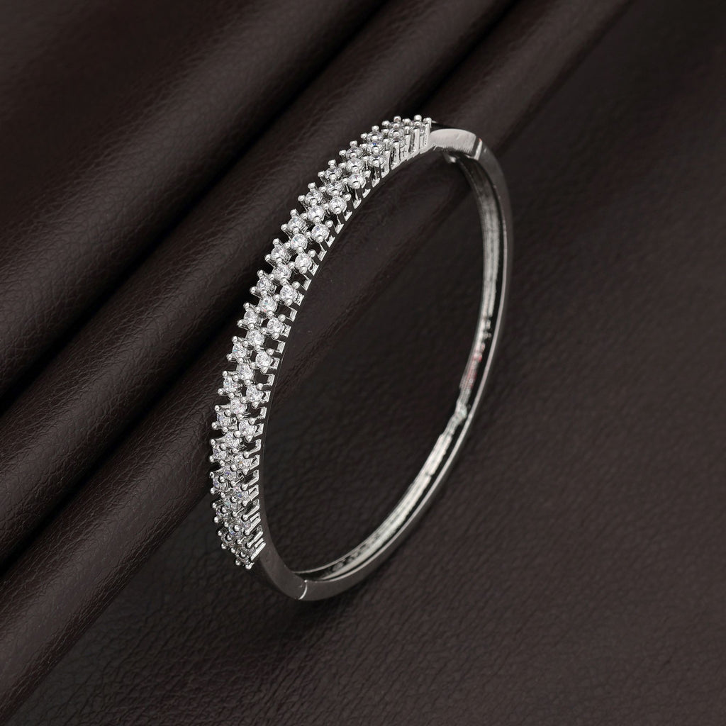 Silver Color American Diamond Bracelet Trendy Stylish Modern Jewelry Collection Design - Silver