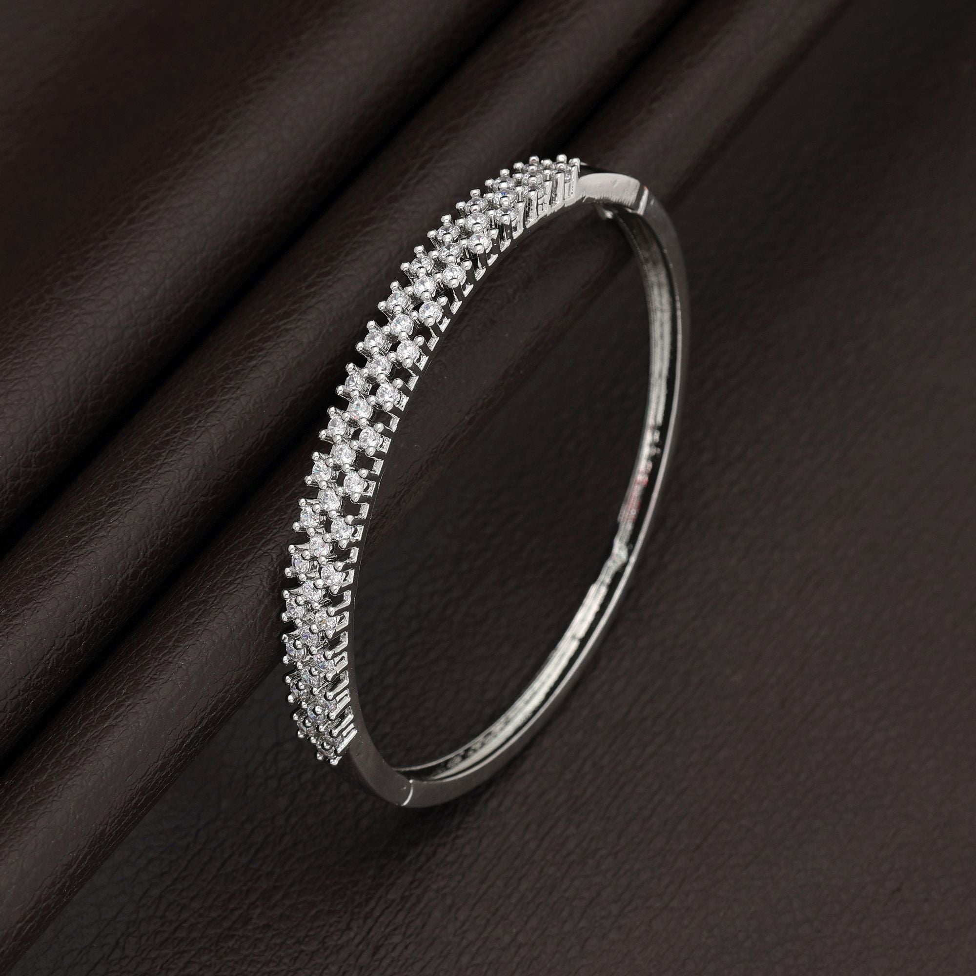 Silver Color American Diamond Bracelet Trendy Stylish Modern Jewelry Collection Design - Silver