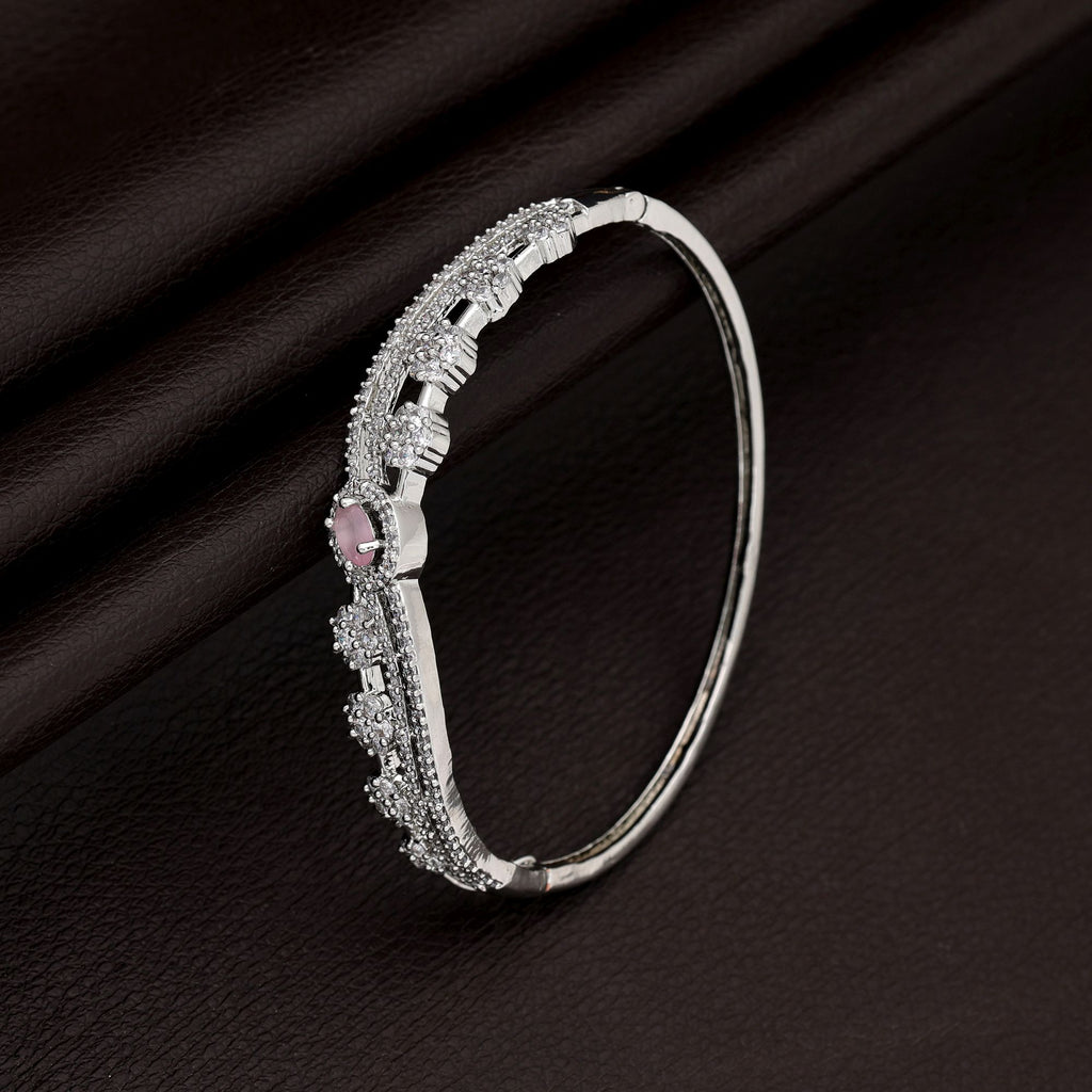 Pink Color American Diamond Bracelet Soft Elegant Daily Wear Jewelry Design - Pink