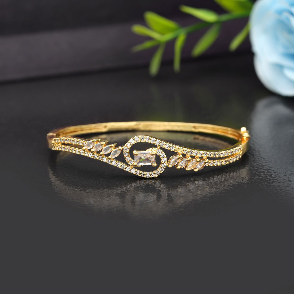 Gold Color American Diamond Bracelet Classic Traditional Wedding Jewelry Collection Design - Gold
