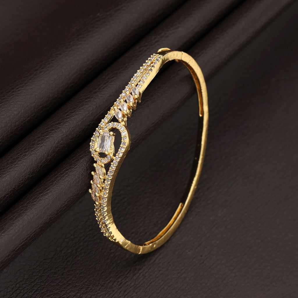 Gold Color American Diamond Bracelet Classic Traditional Wedding Jewelry Collection Design - Gold