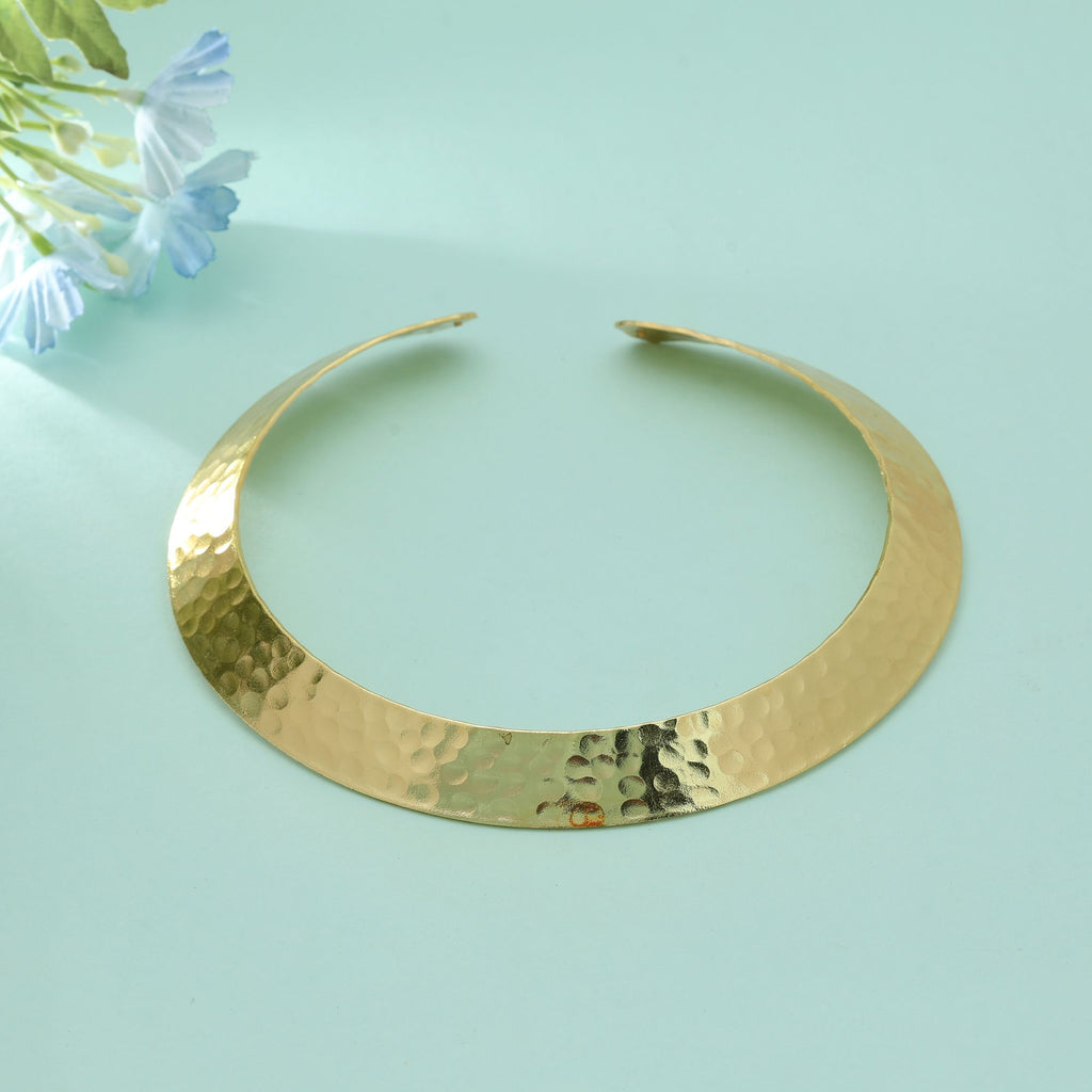 Gold Color Fashion Hansli Necklace Elegant Traditional Rigid Collar Statement Jewelry Design - Gold