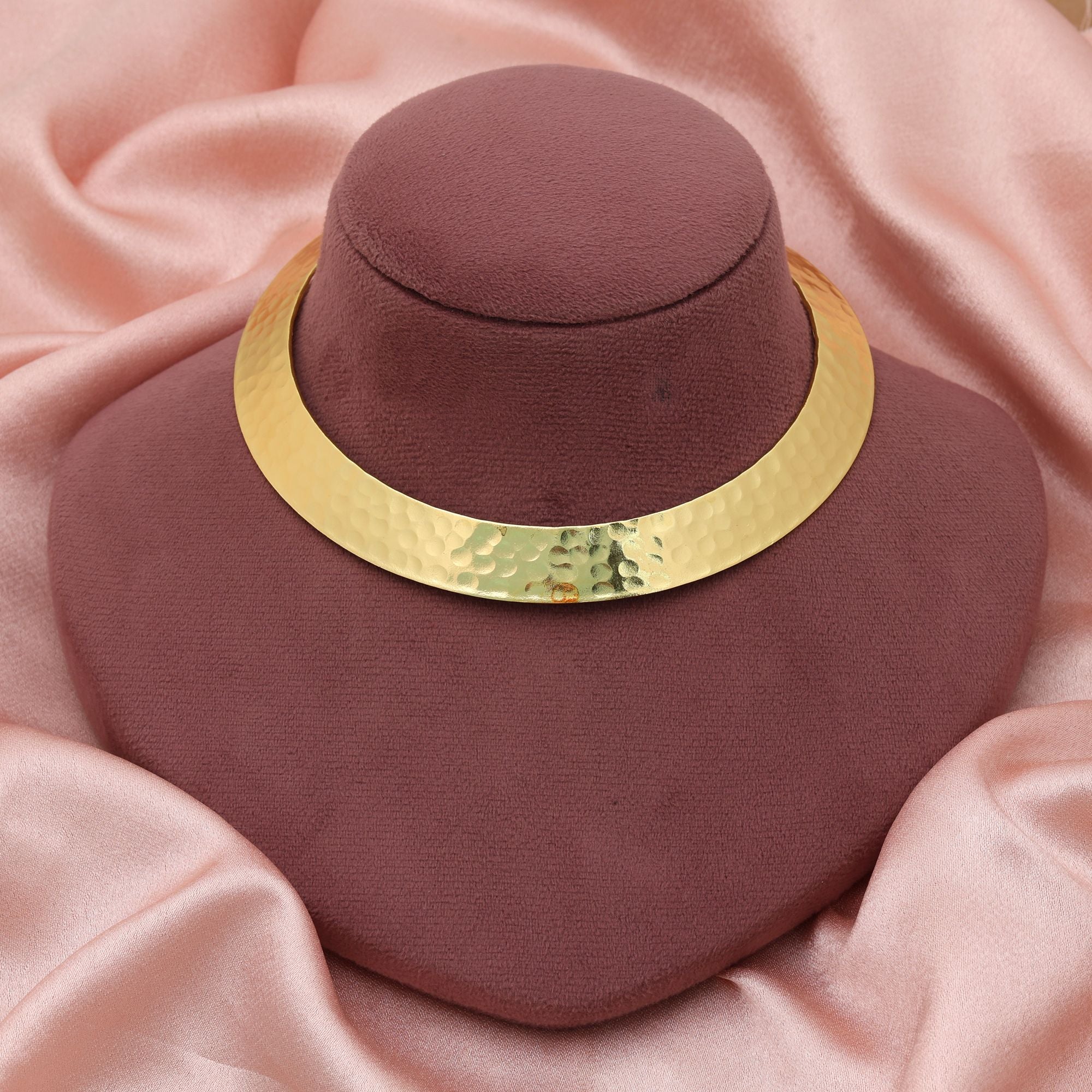 Gold Color Fashion Hansli Necklace Elegant Traditional Rigid Collar Statement Jewelry Design - Gold