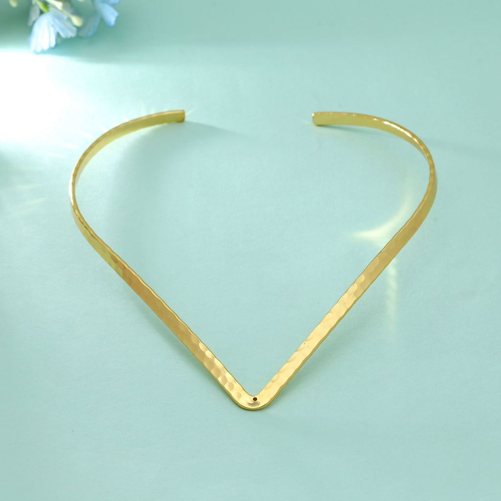 Gold Color Fashion Hansli Necklace Classic Ethnic Bridal Style Bold Choker Jewelry Piece - Gold