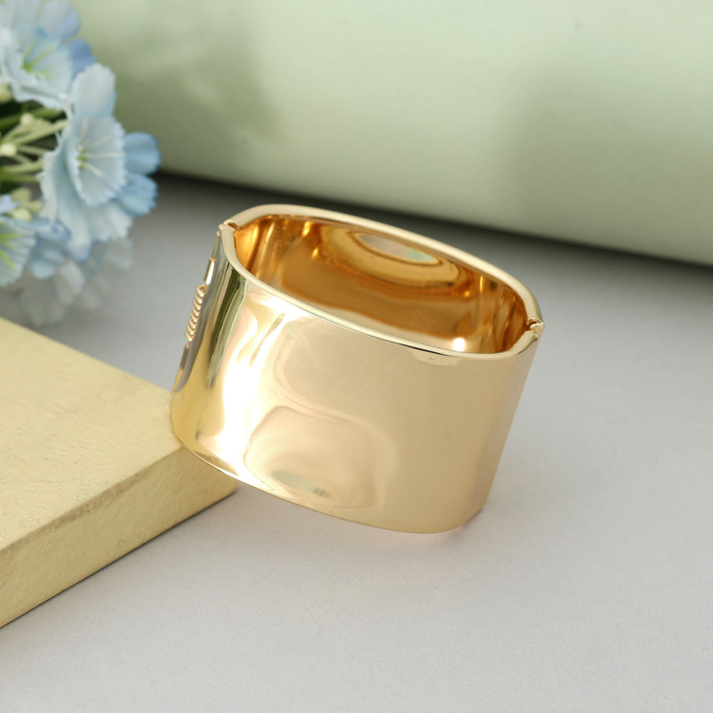 Gold Color Openable Anti Tarnish Bracelet With Contemporary Designer Jewelry Look