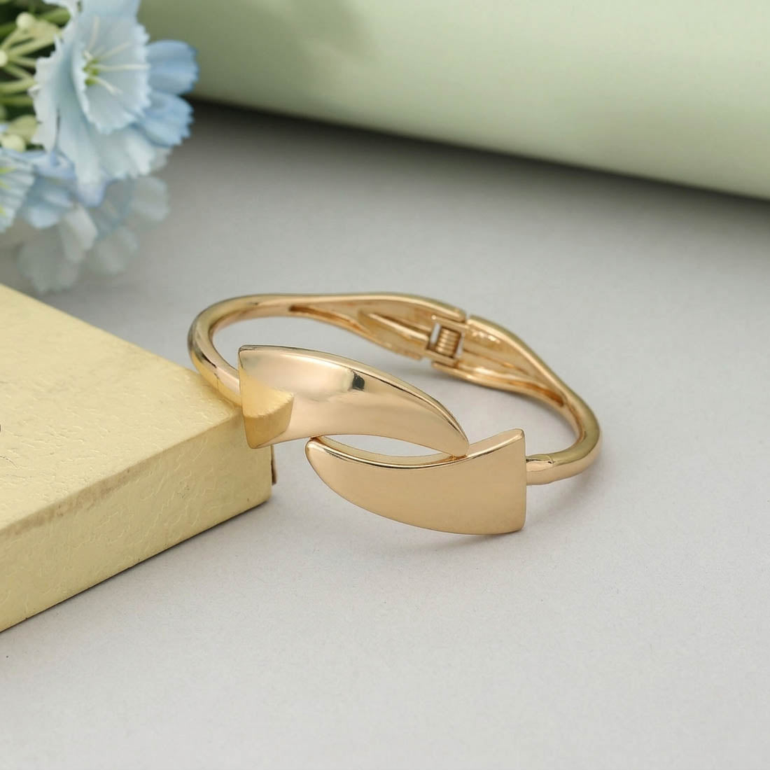 Gold Color Openable Anti Tarnish Bracelet With Stylish Trendy Jewelry Look - Gold
