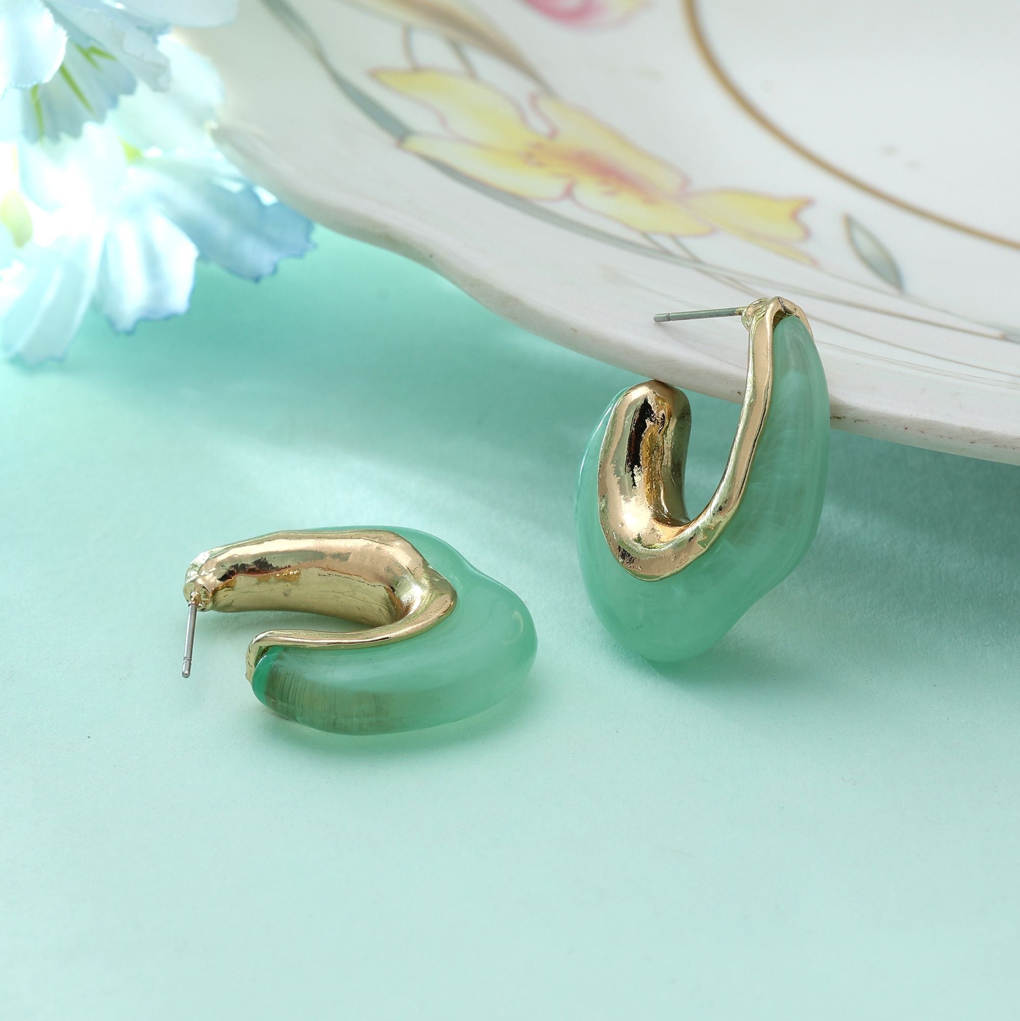 Pista Green Color Antique Earrings Elegant Traditional Ethnic Designer Statement Jewelry - Pista Green
