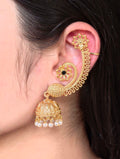 Affordable Design Gold Plated Jhumka Earcuff | Stone & Pearl Traditional Jewelry