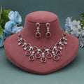Rani Color American Diamond Necklace Set Created For Grand Bridal And Festive Wear - Rani