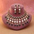 Green Color American Diamond Necklace Set Featuring Rich Tone And Diamond Brilliance - Green