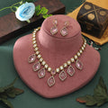 Pink Color American Diamond Necklace Set Feminine Party Wear Designer Jewelry Collection - Pink