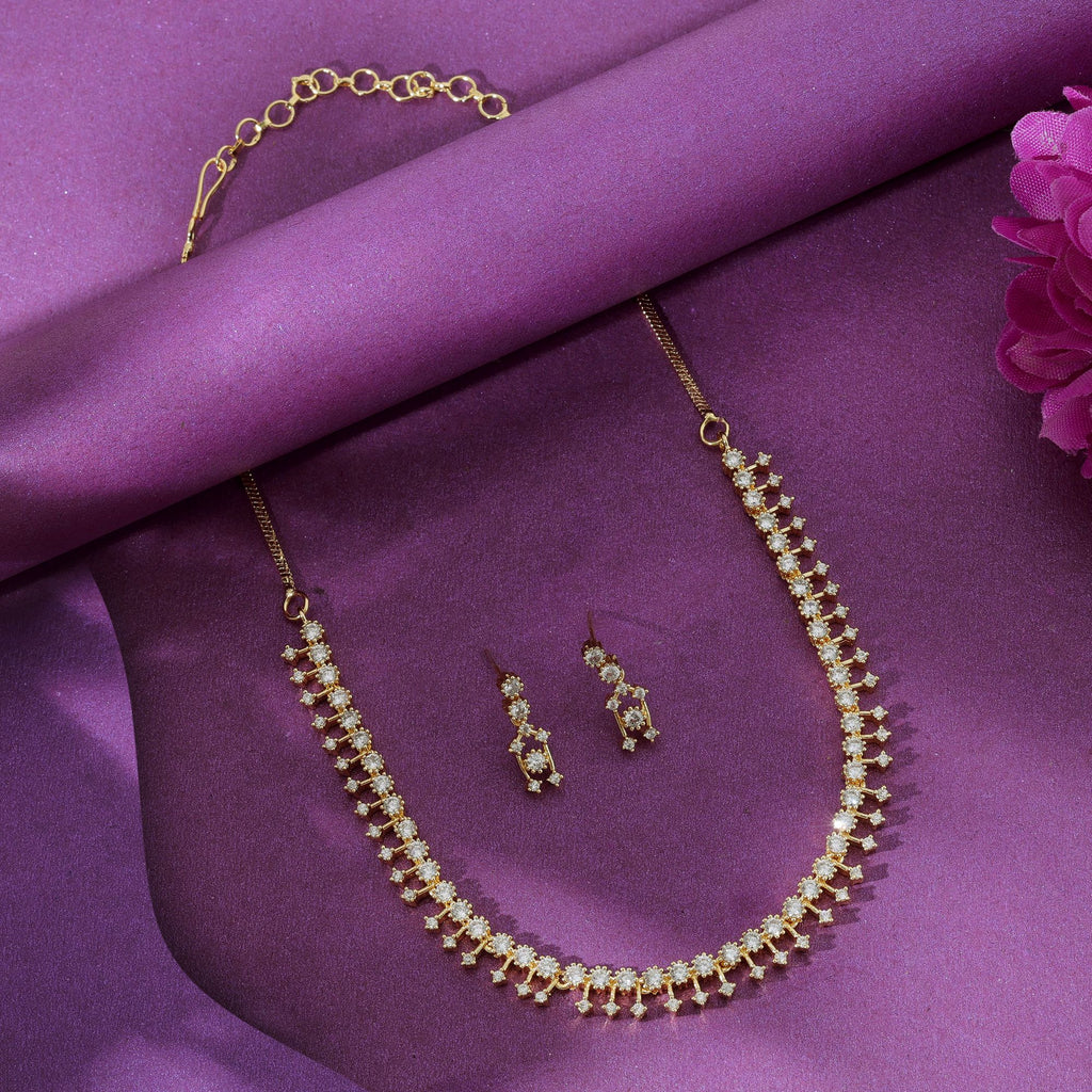 American Diamond Necklace Set Royal Bridal Traditional Statement Jewelry Design