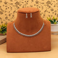 White Gold Color American Diamond Necklace Set Elegant Luxury Wedding Jewelry Collection Design - White Gold