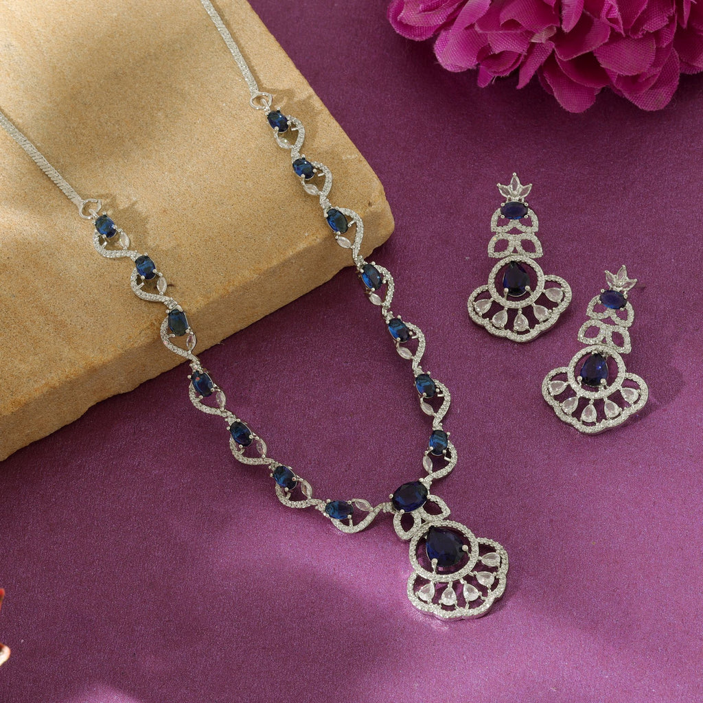 American Diamond Necklace Set Elegant Traditional Daily Wear Jewelry Collection