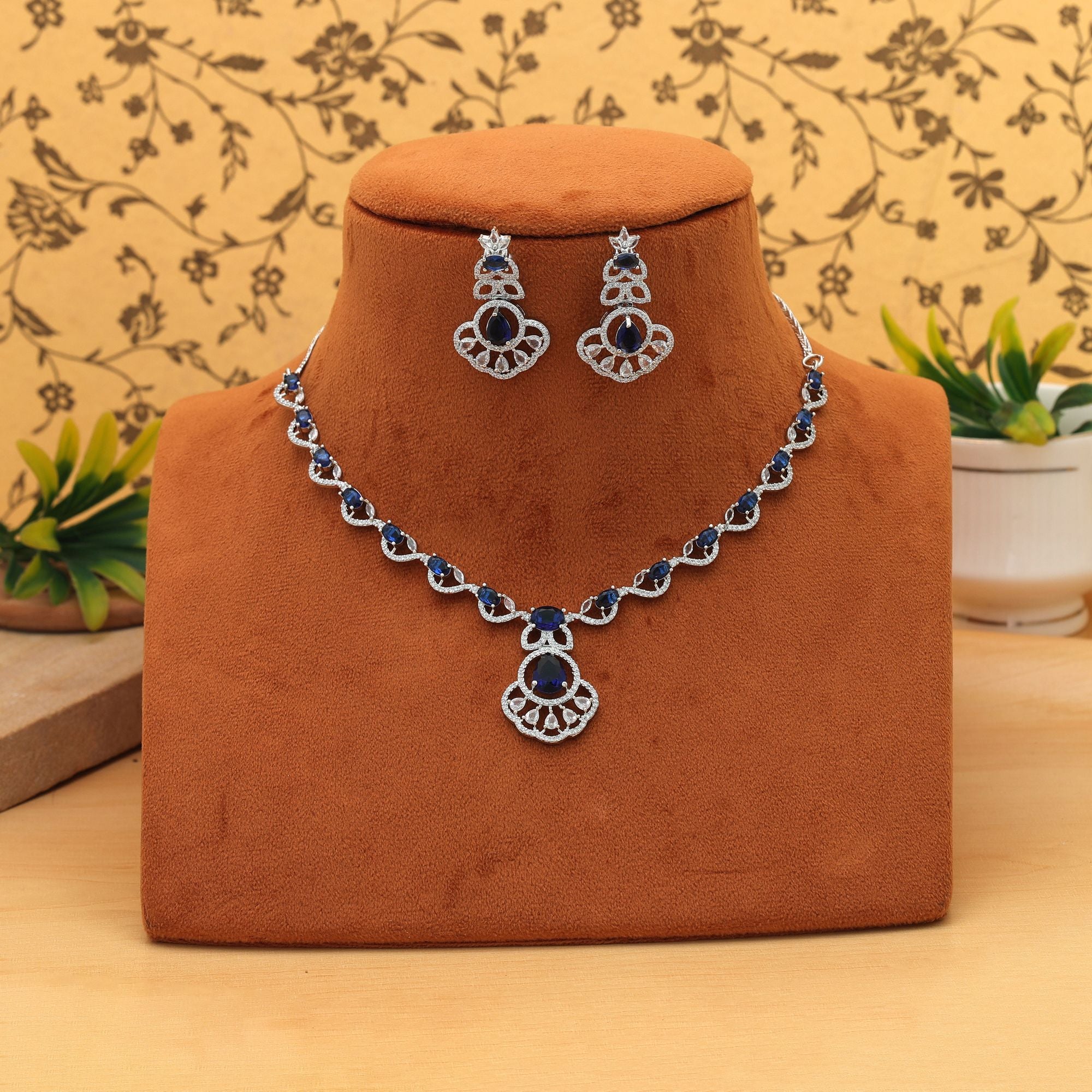 American Diamond Necklace Set Elegant Traditional Daily Wear Jewelry Collection