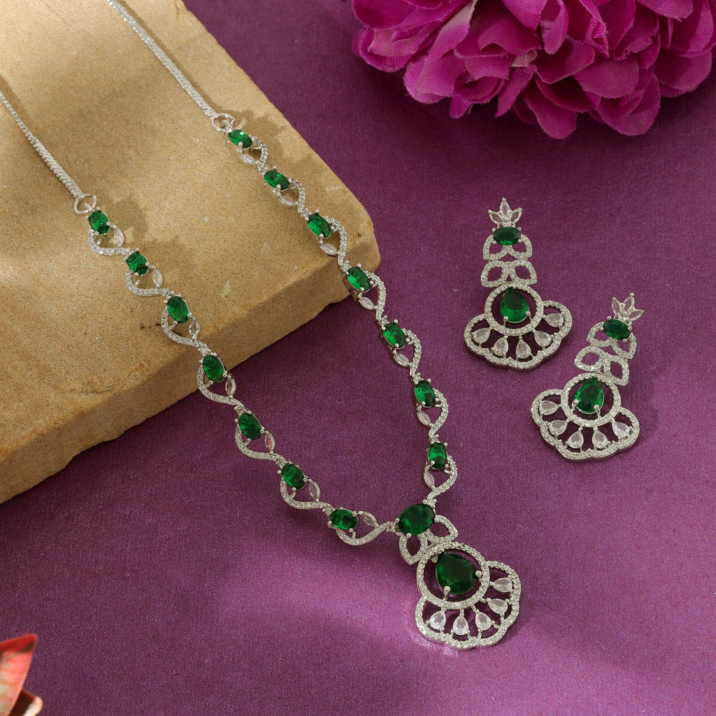 American Diamond Necklace Set Elegant Traditional Daily Wear Jewelry Collection