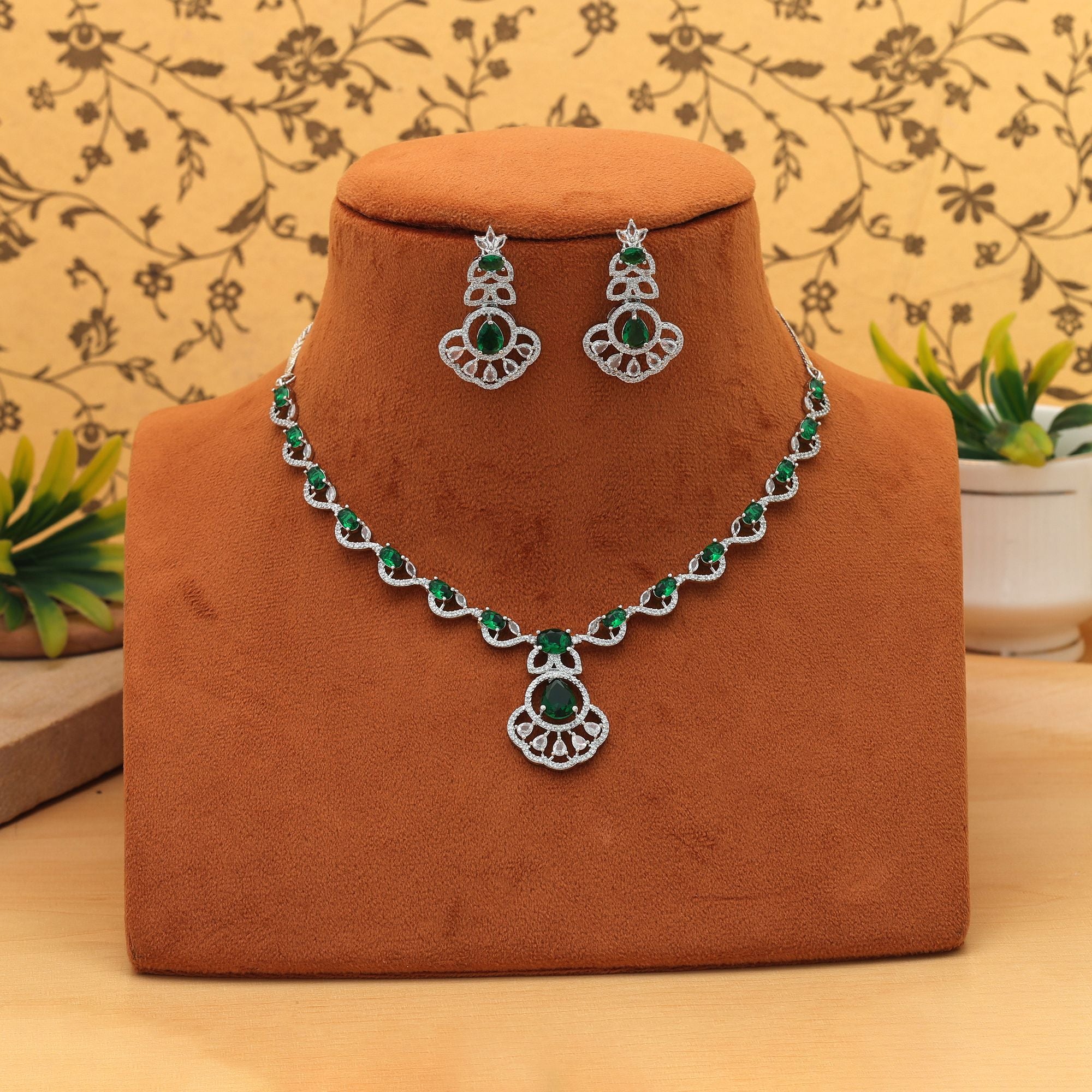 American Diamond Necklace Set Elegant Traditional Daily Wear Jewelry Collection