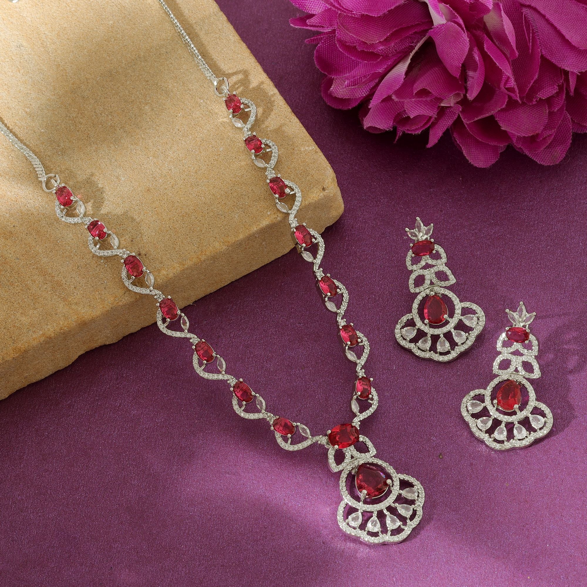 American Diamond Necklace Set Elegant Traditional Daily Wear Jewelry Collection