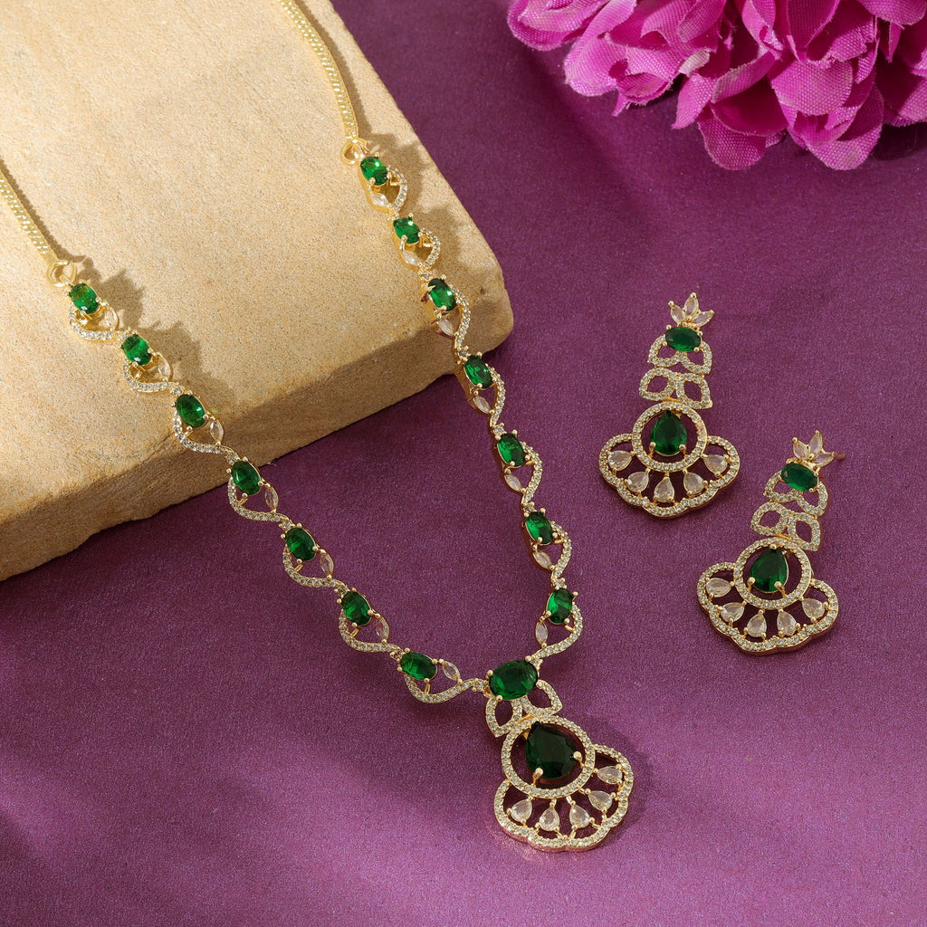 American Diamond Necklace Set Elegant Traditional Daily Wear Jewelry Collection