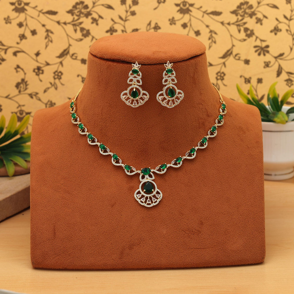American Diamond Necklace Set Elegant Traditional Daily Wear Jewelry Collection
