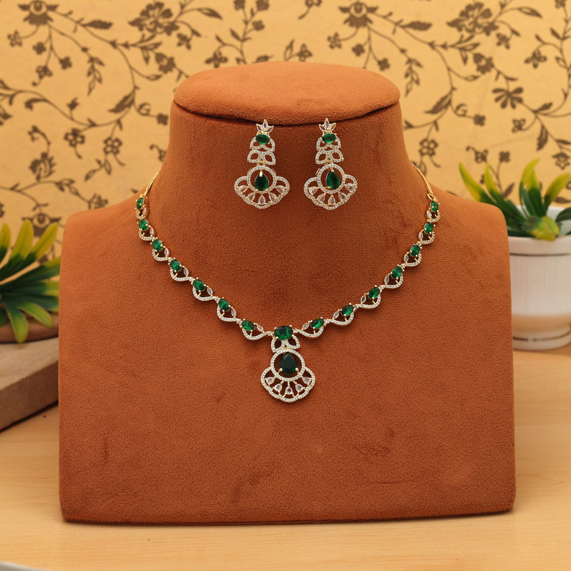 American Diamond Necklace Set Elegant Traditional Daily Wear Jewelry Collection