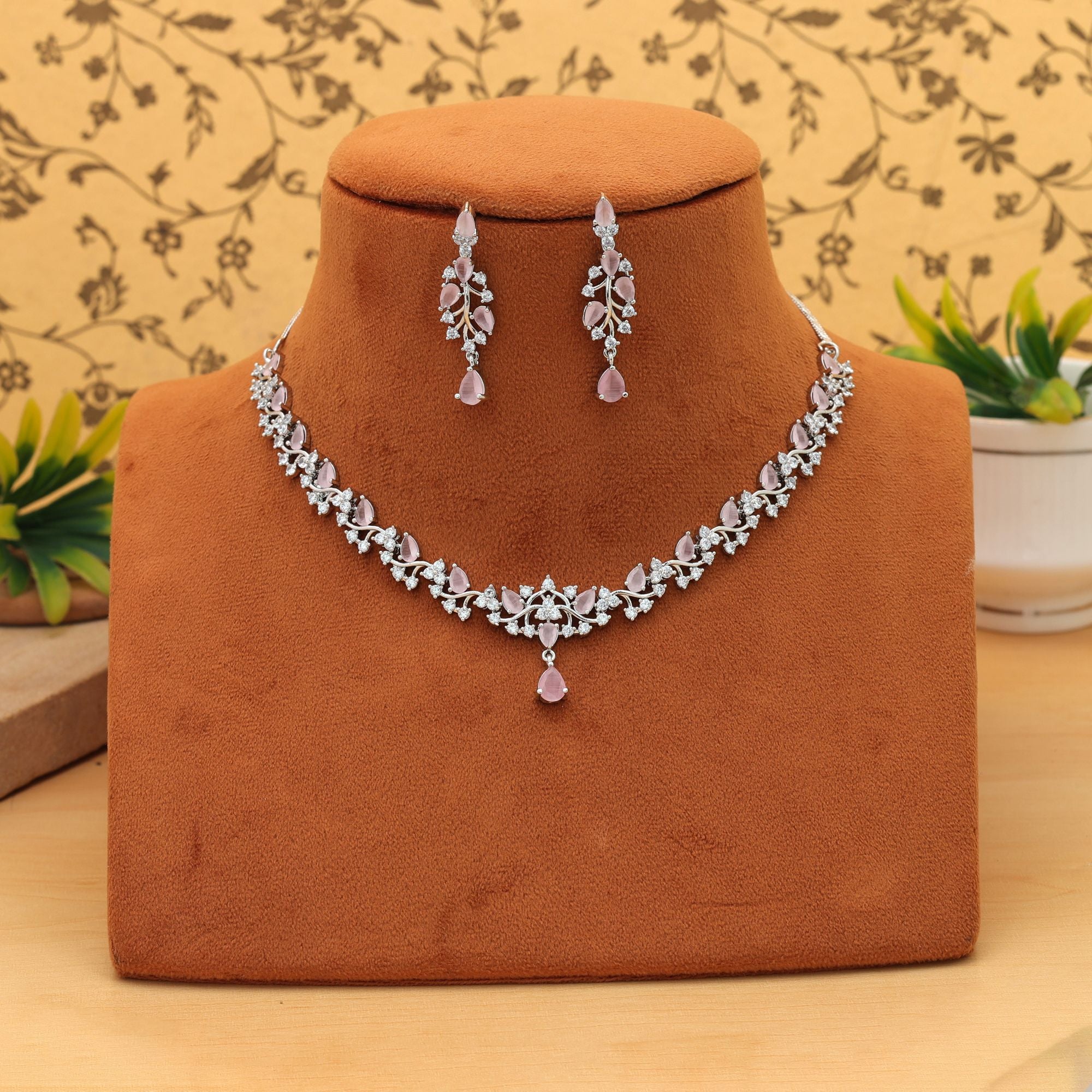 American Diamond Necklace Set Elegant Traditional Daily Wear Jewelry Collection