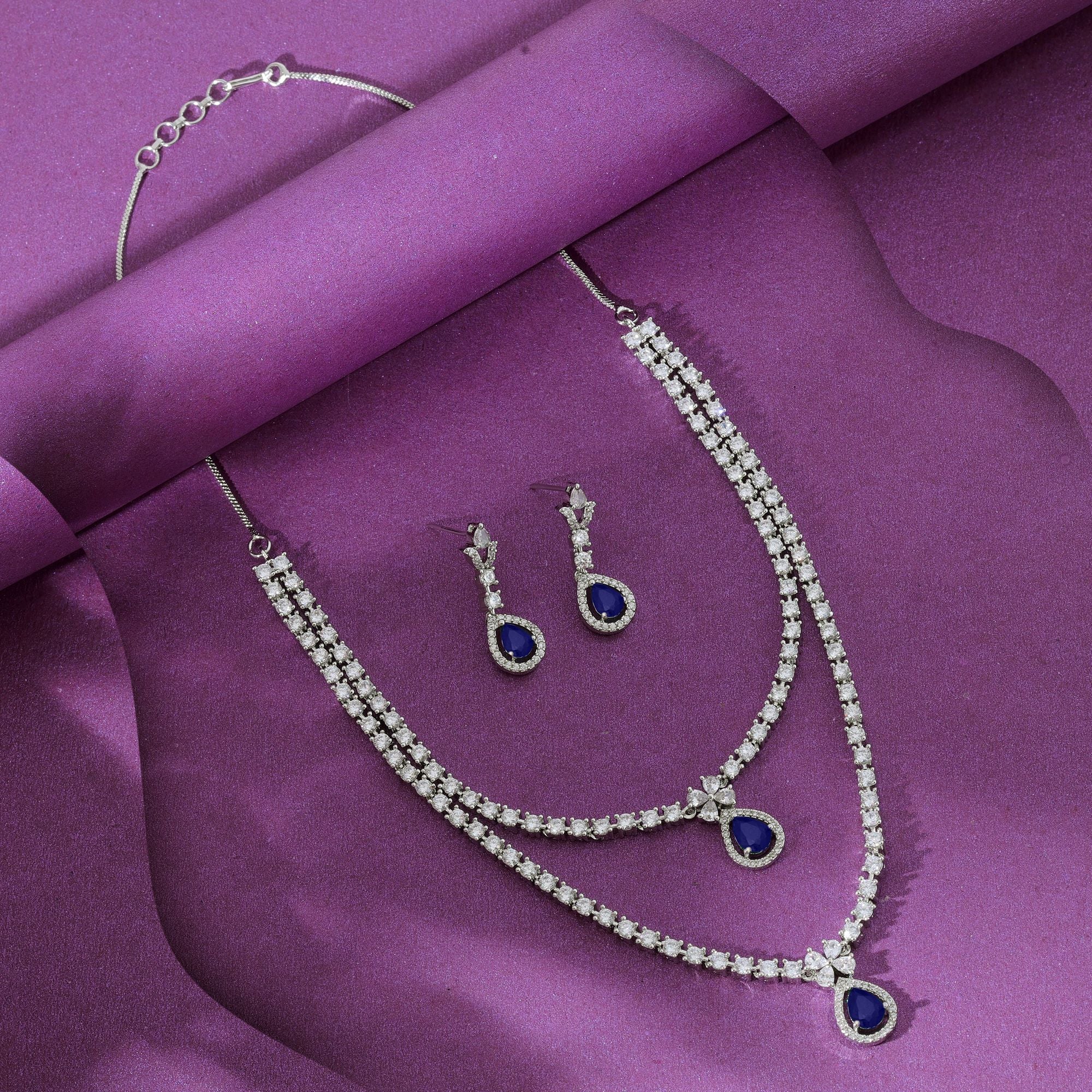 American Diamond Necklace Set Elegant Party Wear Statement Jewelry Design
