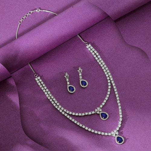 American Diamond Necklace Set Elegant Party Wear Statement Jewelry Design