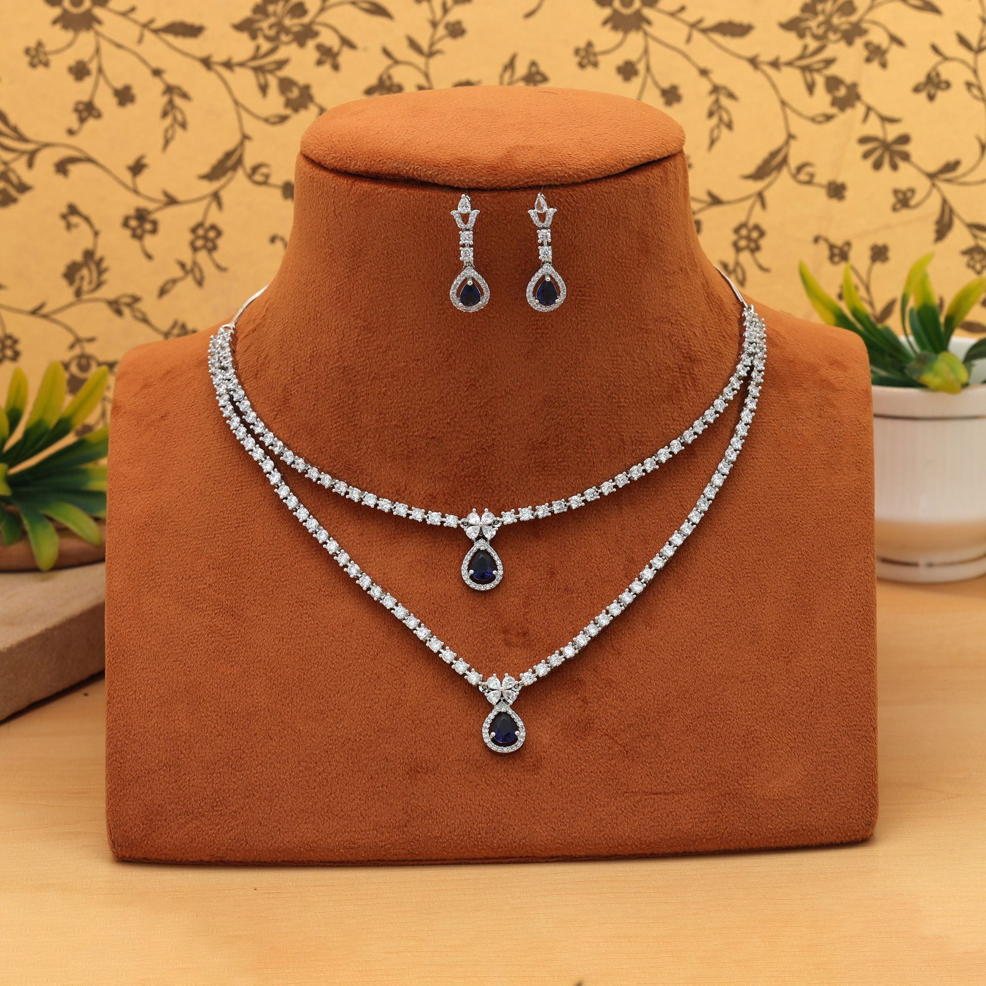 American Diamond Necklace Set Elegant Party Wear Statement Jewelry Design