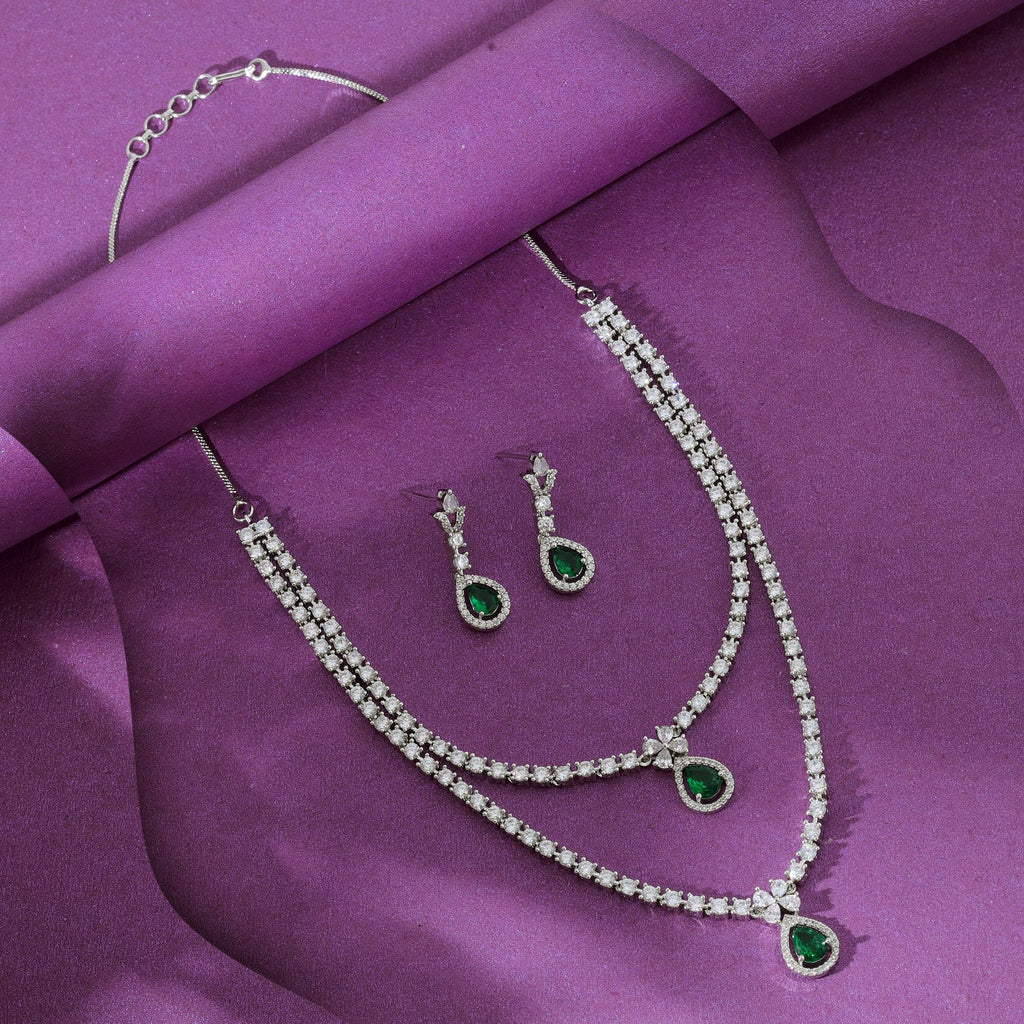 American Diamond Necklace Set Elegant Party Wear Statement Jewelry Design