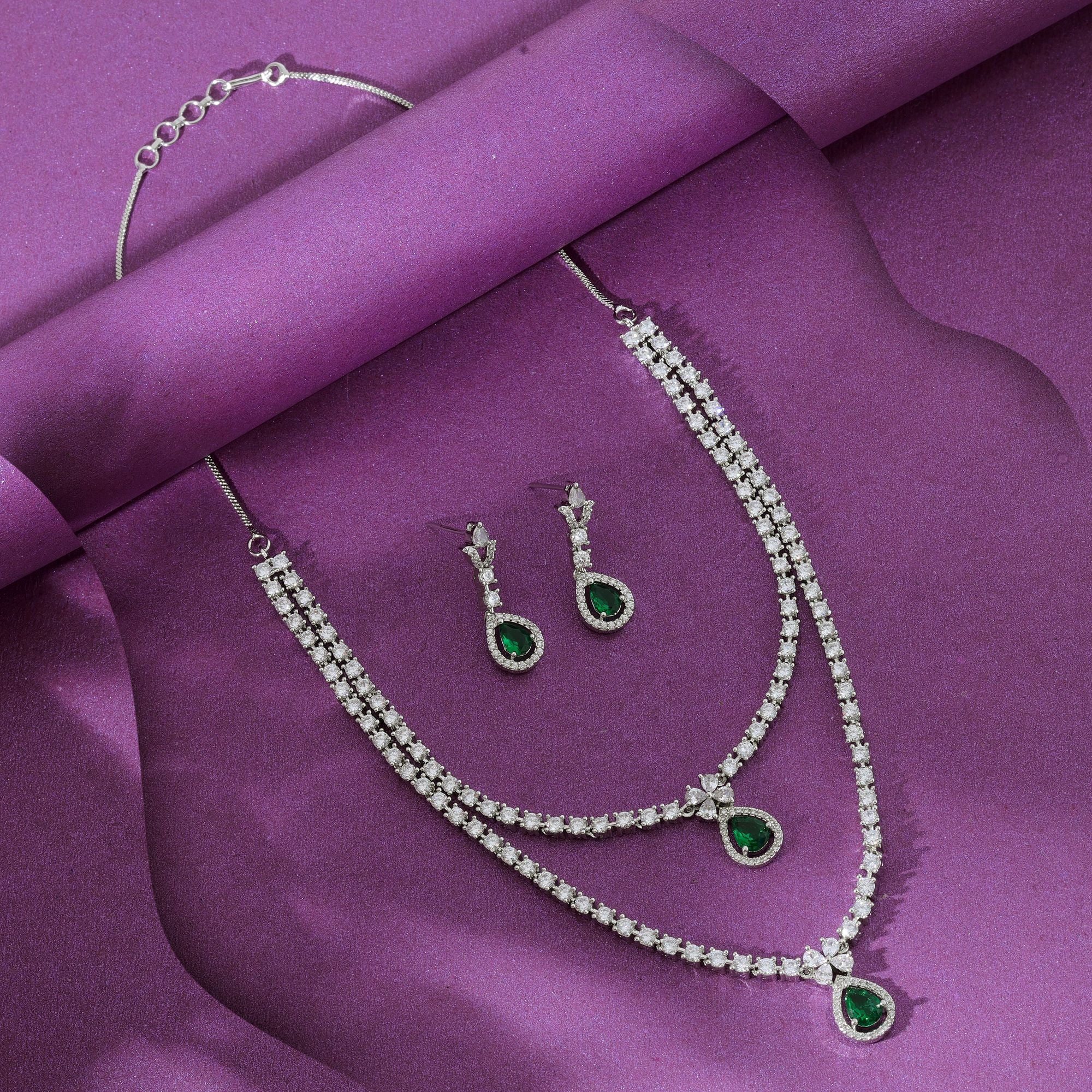 American Diamond Necklace Set Elegant Party Wear Statement Jewelry Design