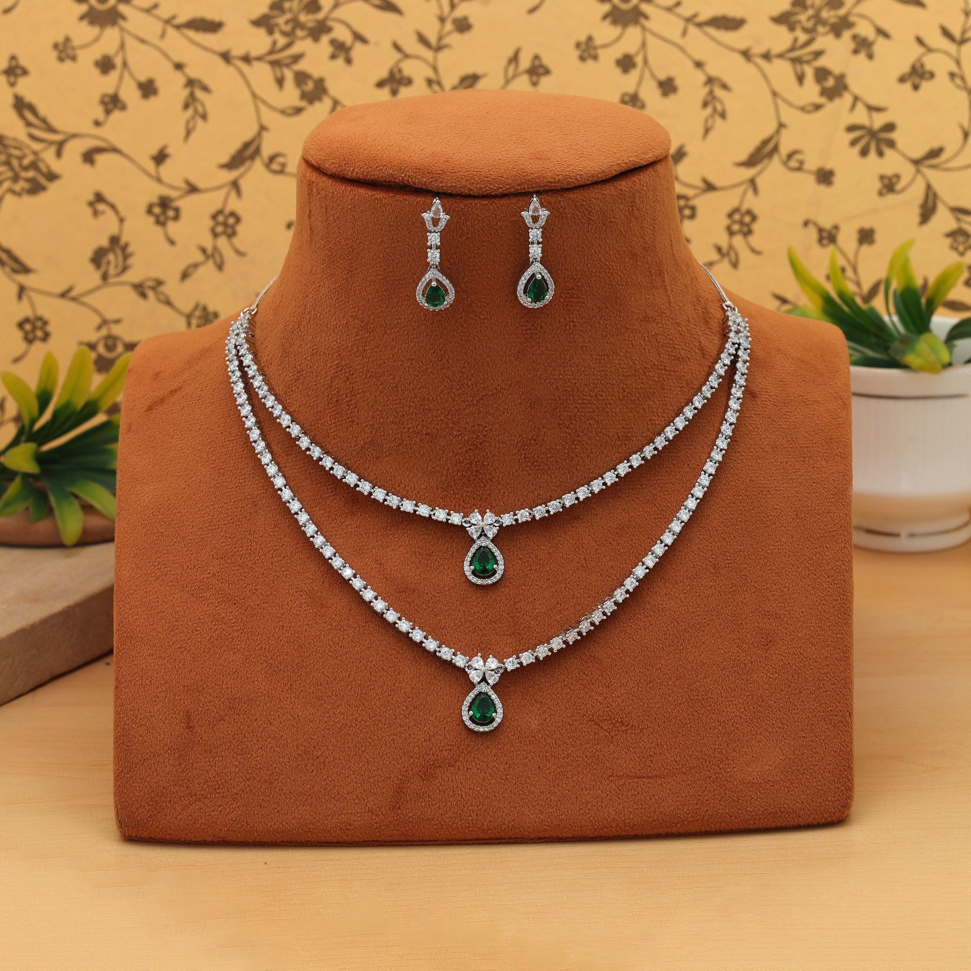 American Diamond Necklace Set Elegant Party Wear Statement Jewelry Design