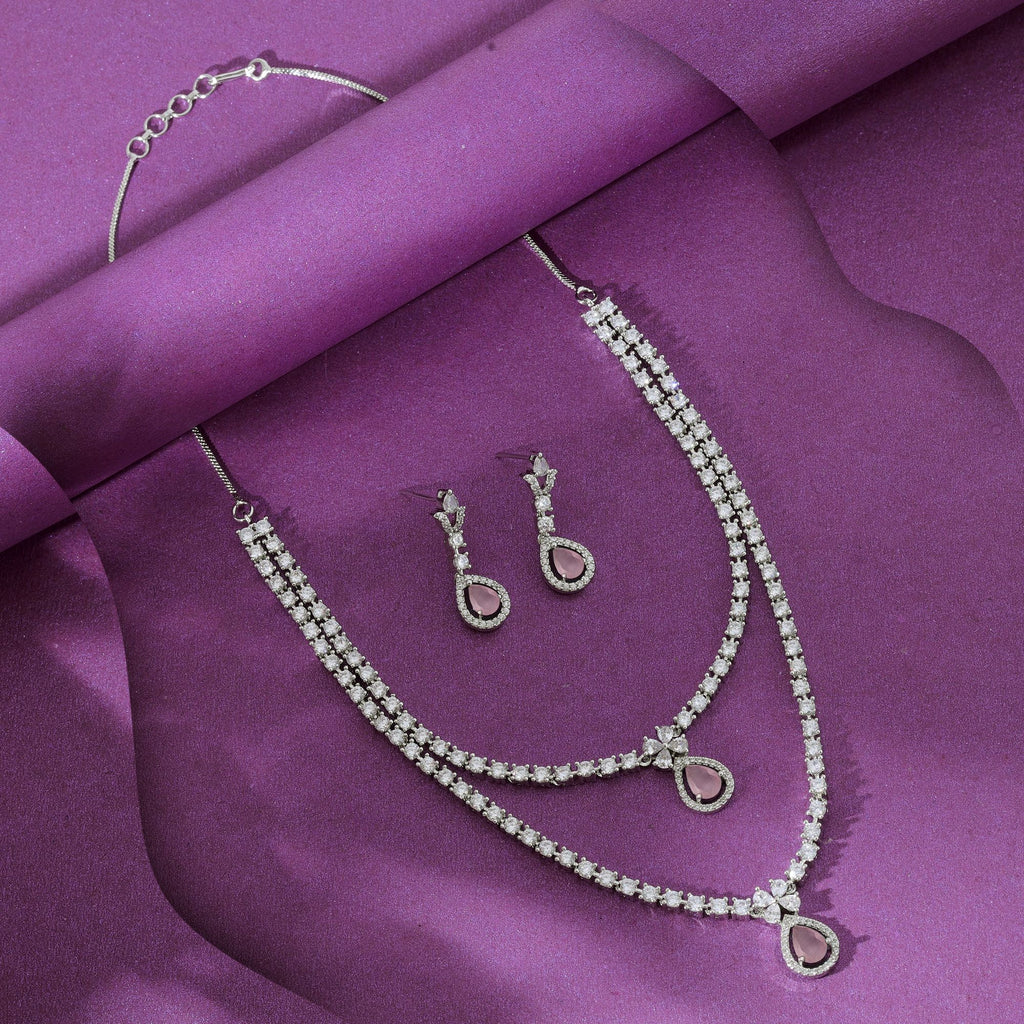 American Diamond Necklace Set Elegant Party Wear Statement Jewelry Design