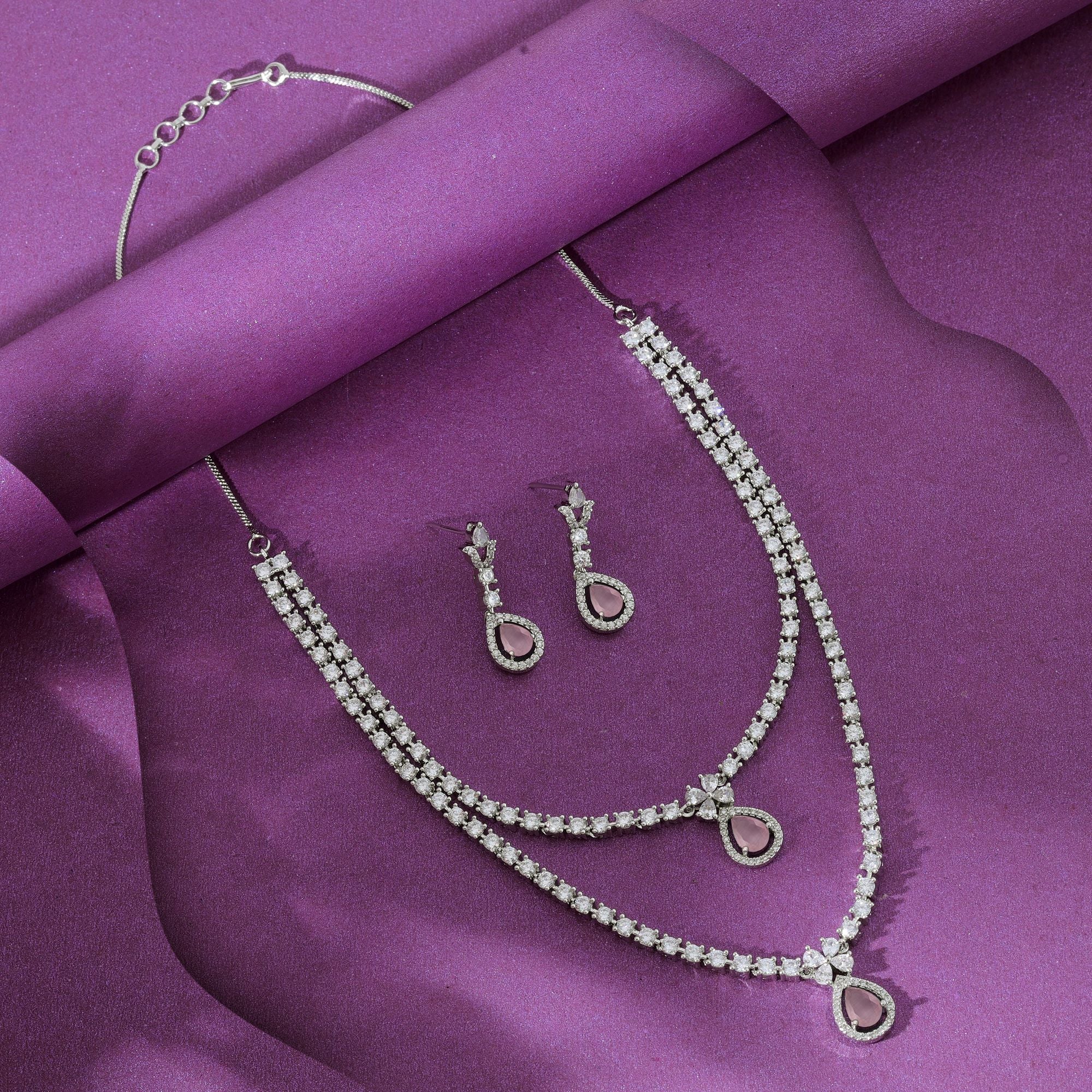 American Diamond Necklace Set Elegant Party Wear Statement Jewelry Design