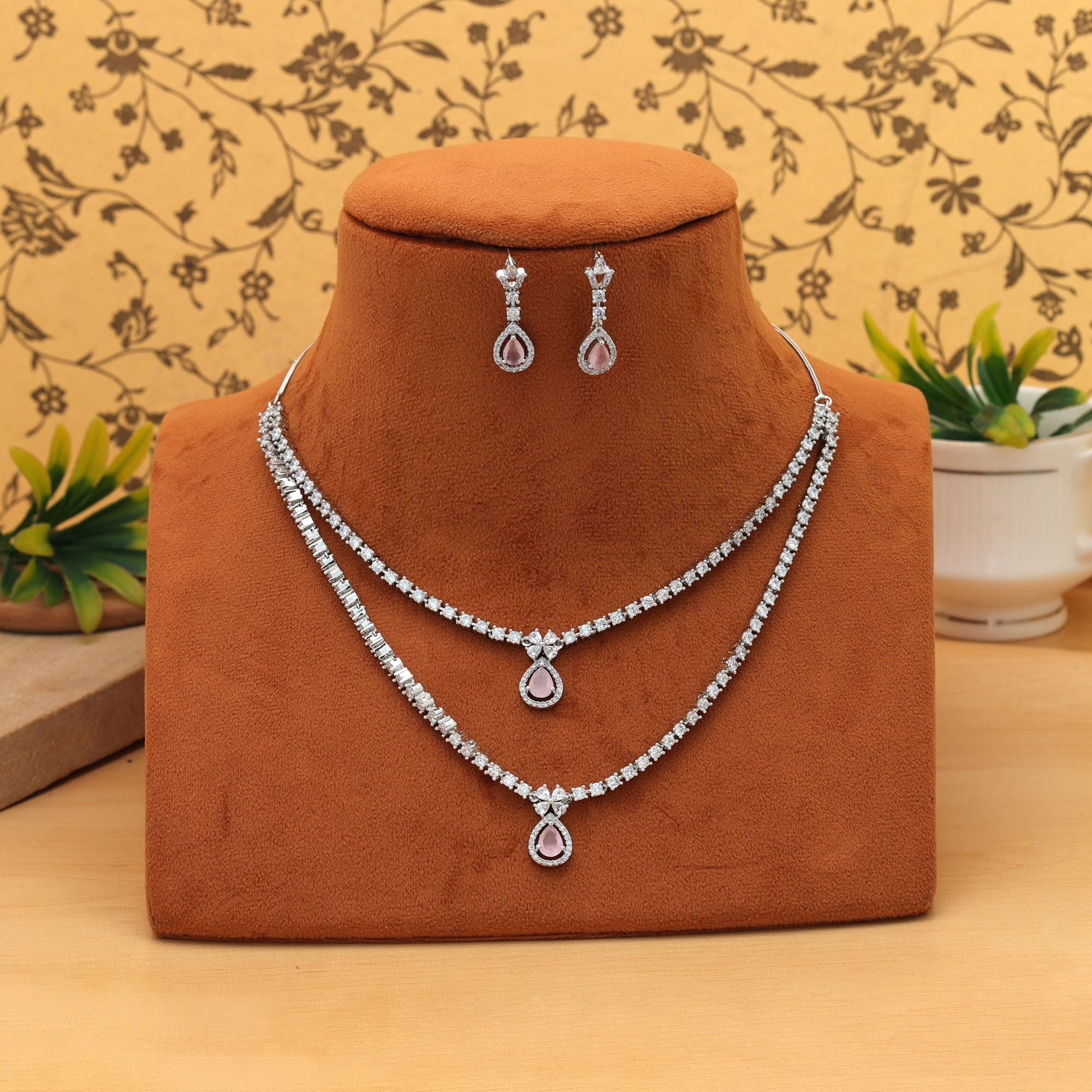 American Diamond Necklace Set Elegant Party Wear Statement Jewelry Design