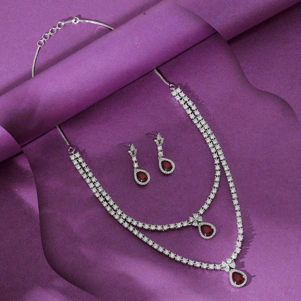 American Diamond Necklace Set Elegant Party Wear Statement Jewelry Design